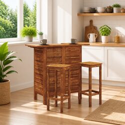 Solid Acacia Wood High Bar Table for Indoor and Outdoor