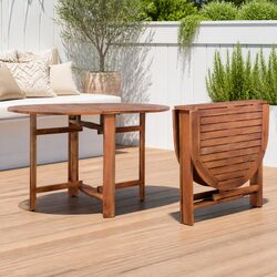 Brown Wood Folding Oval Dining Table for Outdoor Use