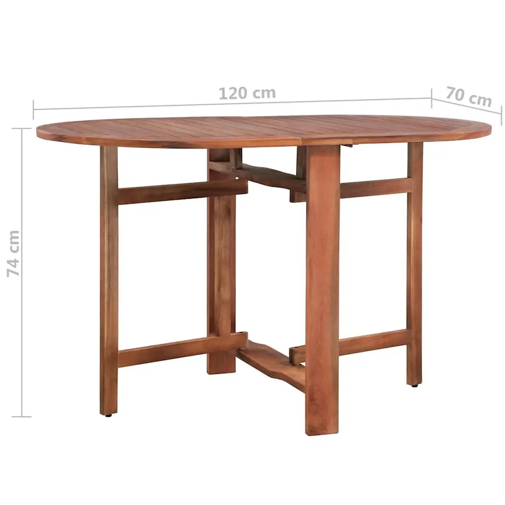 Brown Wood Folding Oval Dining Table for Outdoor Use