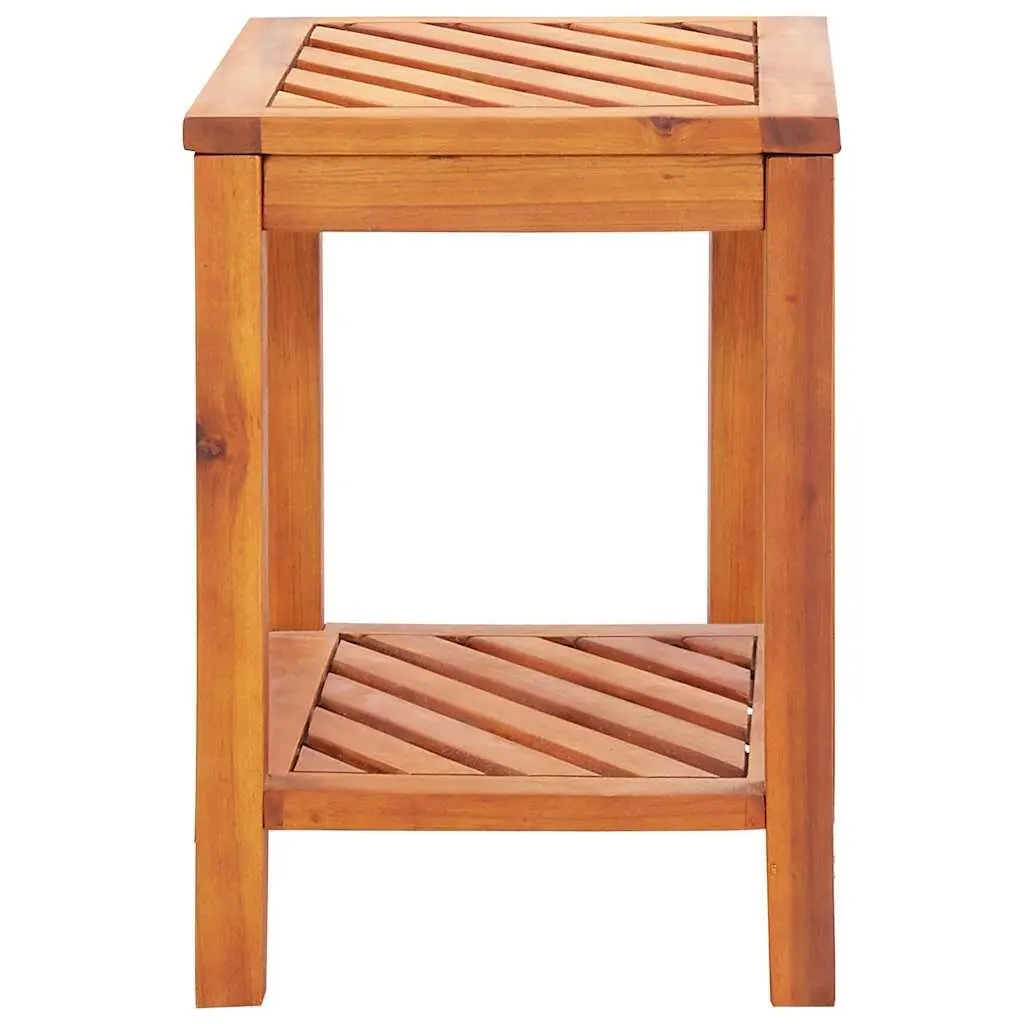 Solid Wood End Table with Shelf Storage
