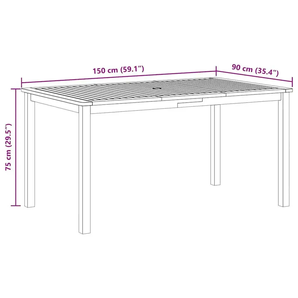 Solid Wood Outdoor Dining Table for Garden