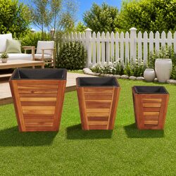 Sturdy Garden Raised Bed Set of 3 Wooden Planters