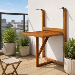 Durable Folding Wooden Balcony Table for Outdoor Use