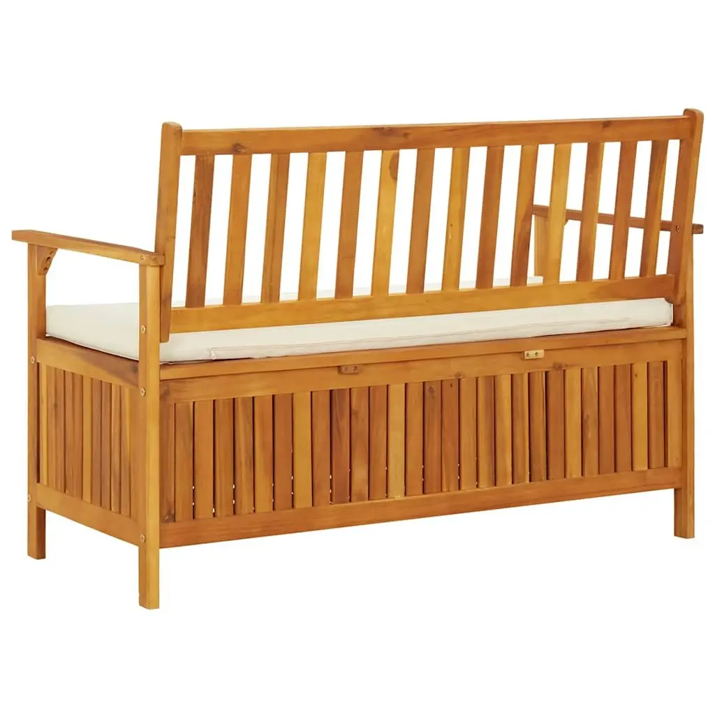 Solid Wood Outdoor Storage Bench with Cushion and Backrest