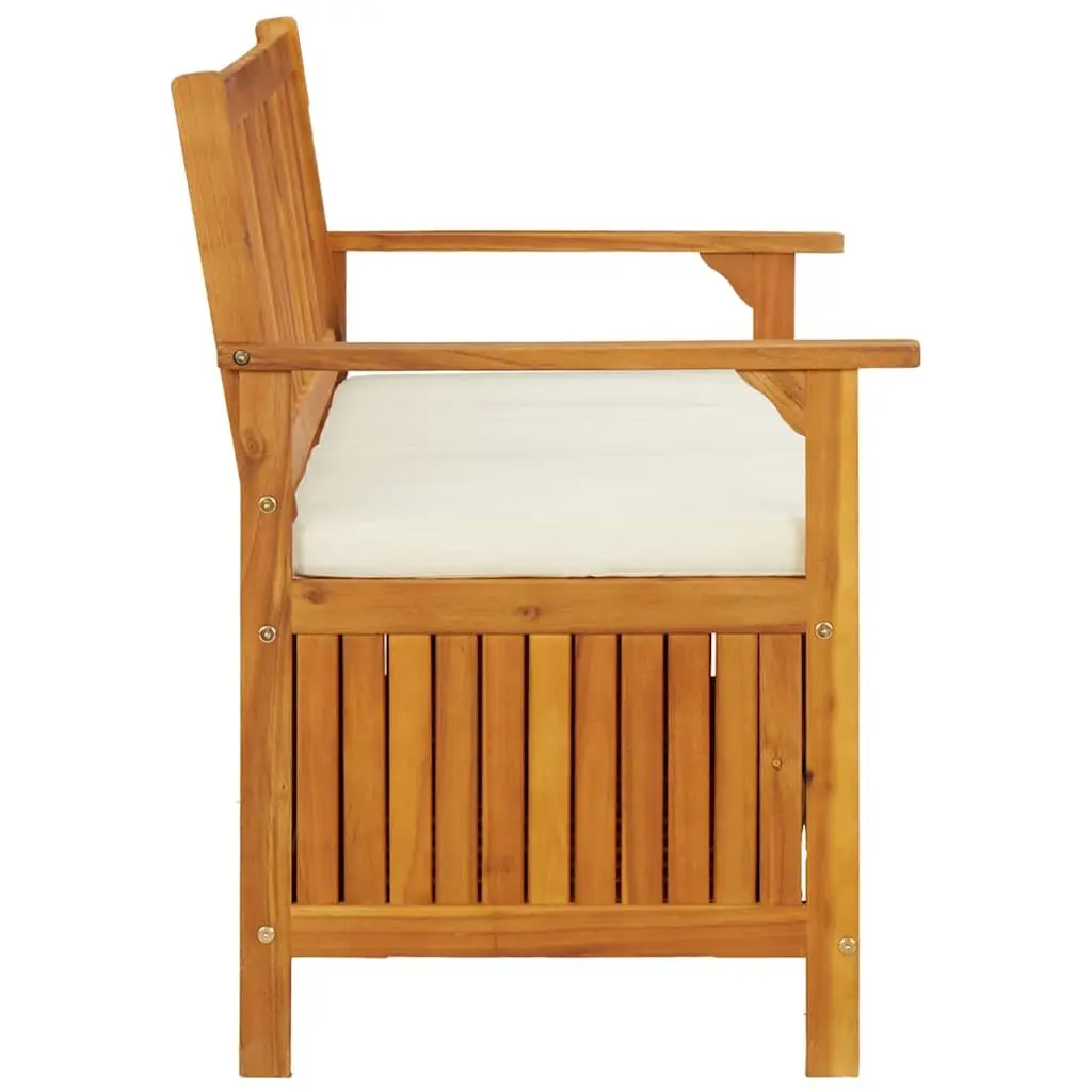 Solid Wood Outdoor Storage Bench with Cushion and Backrest