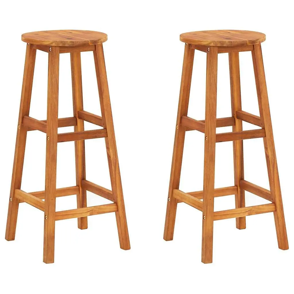Bar Stools Solid Acacia Wood 2 pcs Brown