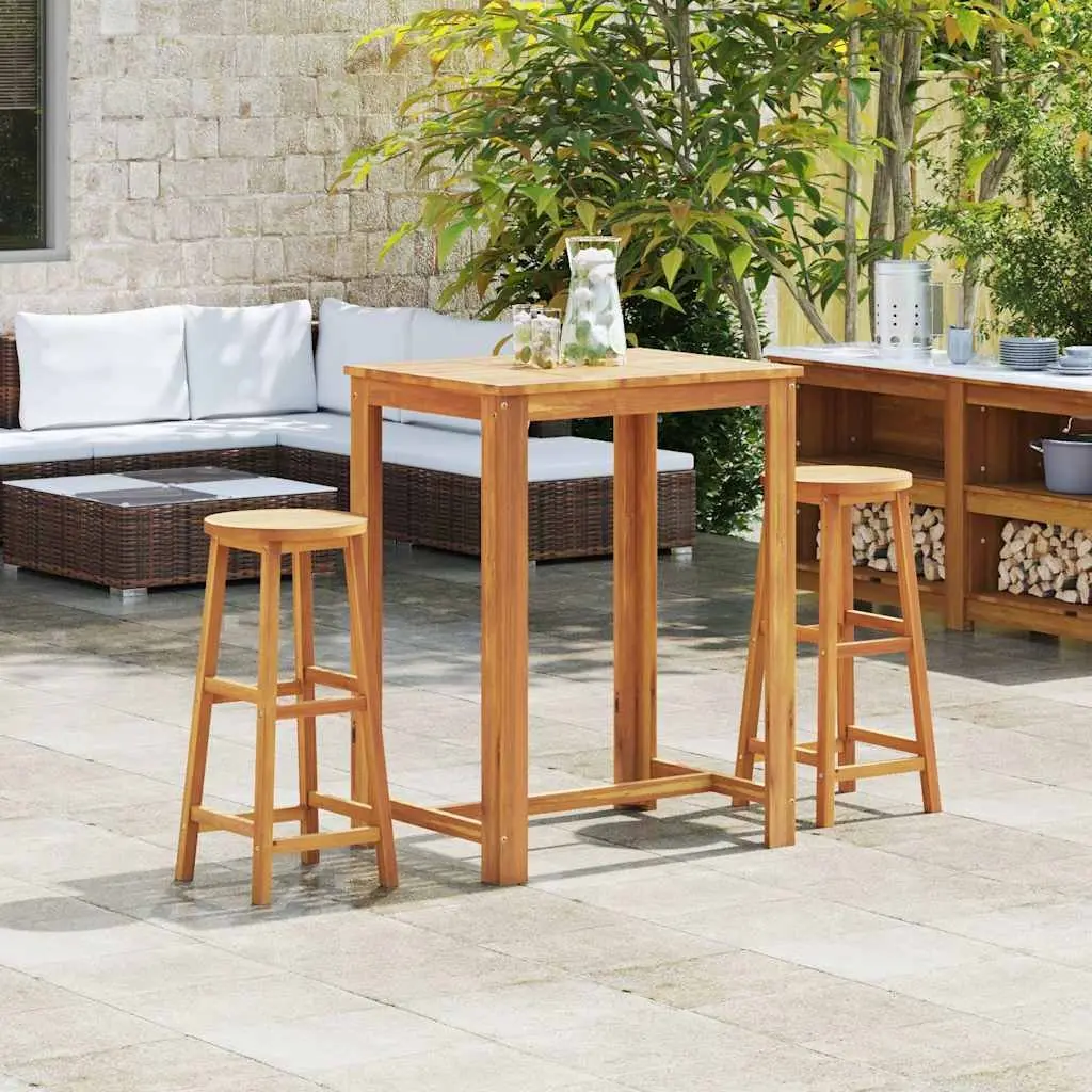 Bar Stools Solid Acacia Wood 2 pcs Brown