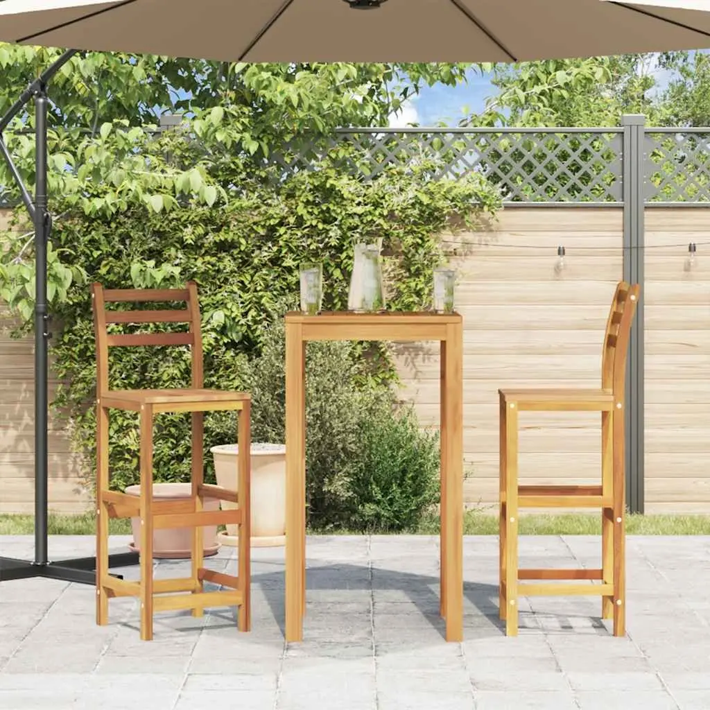 Outdoor Bar Stools Solid Acacia Wood 2 Piece Brown