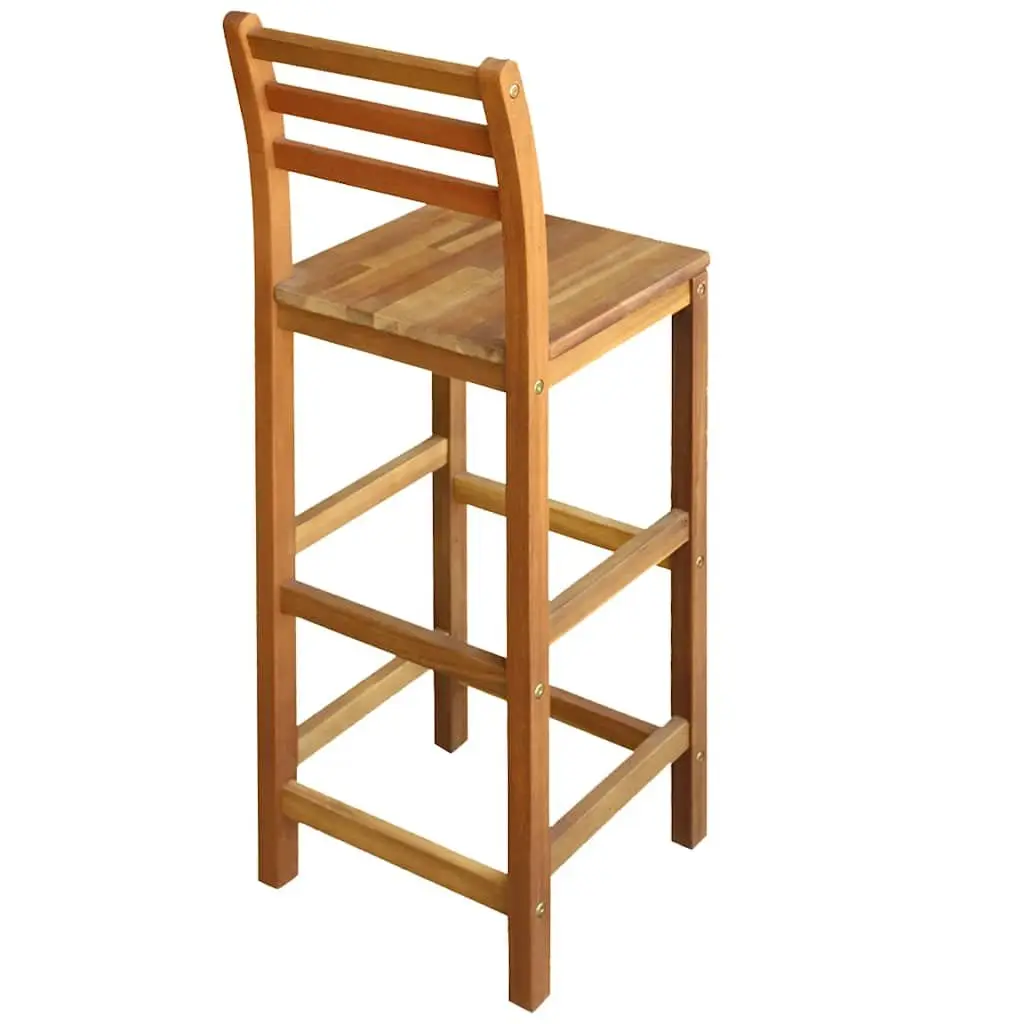 Outdoor Bar Stools Solid Acacia Wood 2 Piece Brown