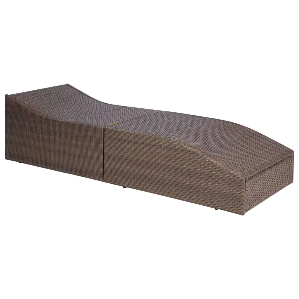 Sun Lounger Poly Rattan Brown Outdoor Garden Patio Lounge Chair