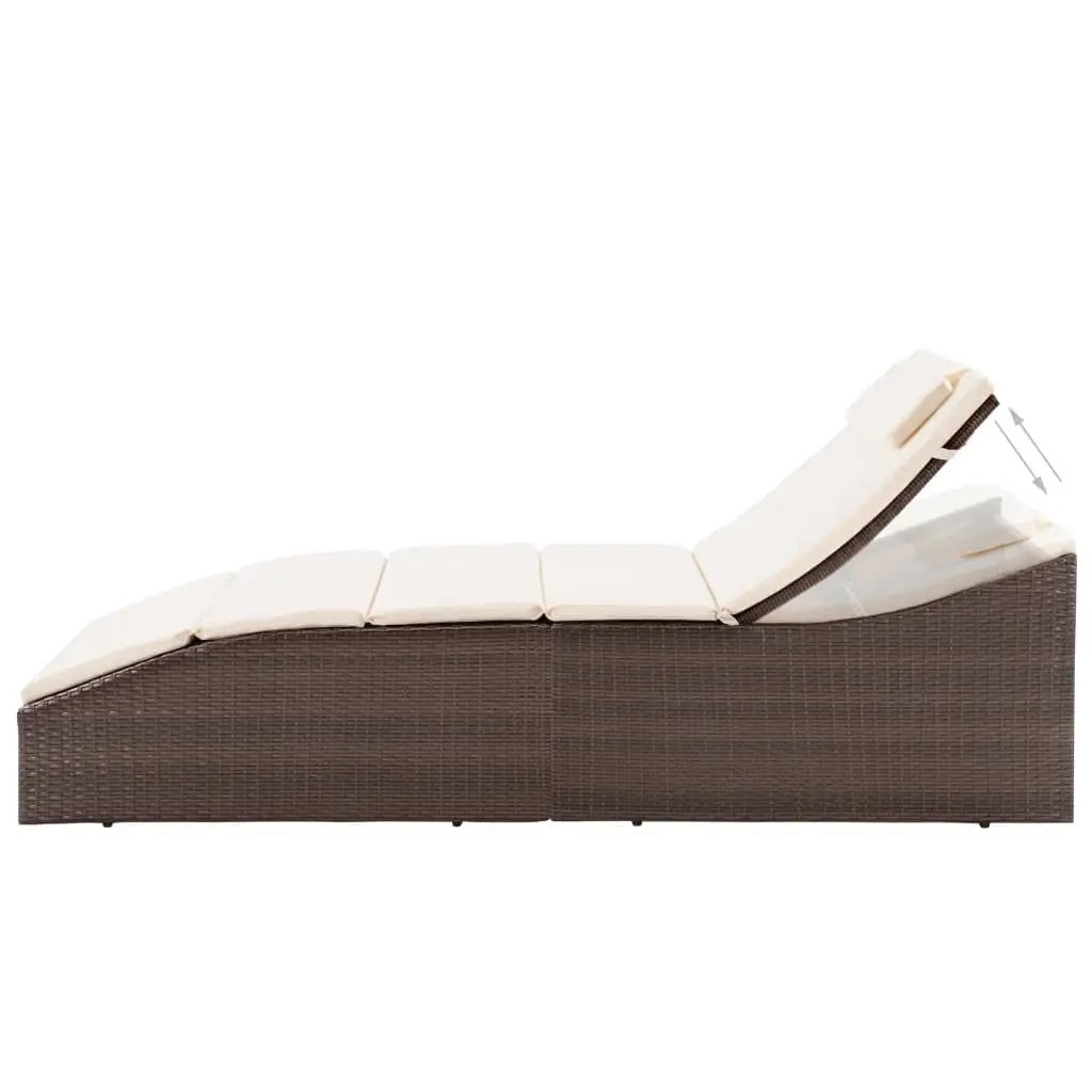 Sun Lounger Poly Rattan Brown Outdoor Garden Patio Lounge Chair