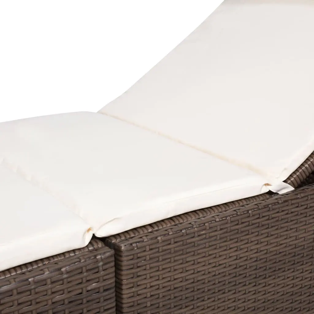 Sun Lounger Poly Rattan Brown Outdoor Garden Patio Lounge Chair