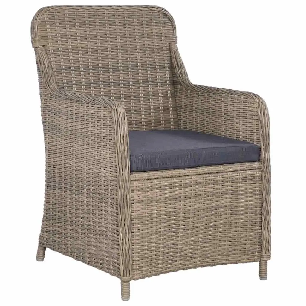 Outdoor Armchairs Set PE Rattan Steel Frame 2 pcs Brown