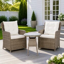 Brown Poly Rattan Bistro Set with Durable Steel Frames