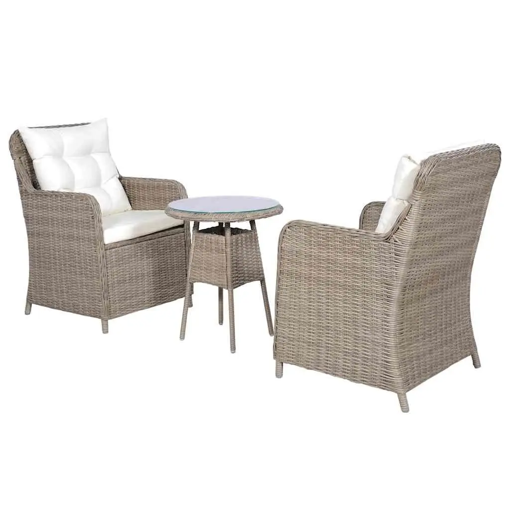 Brown Poly Rattan Bistro Set with Durable Steel Frames