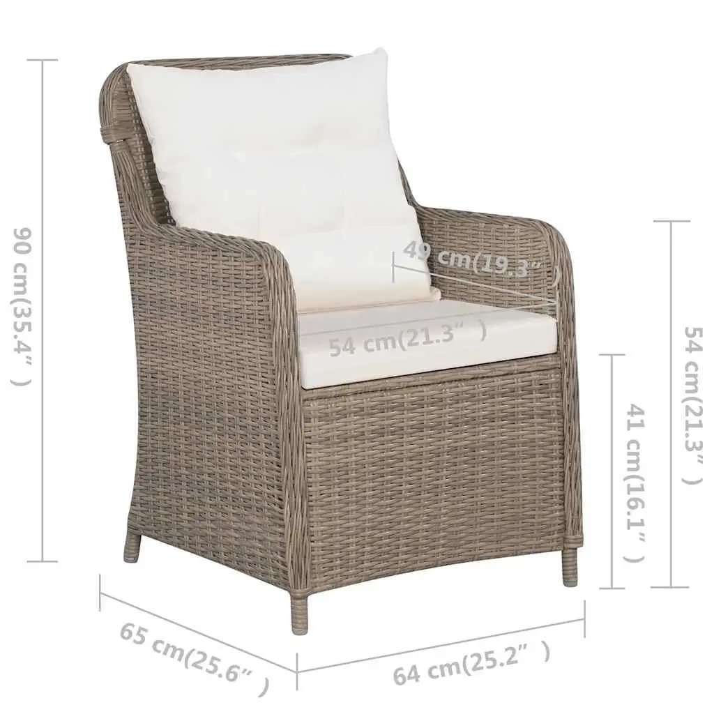 Brown Poly Rattan Bistro Set with Durable Steel Frames