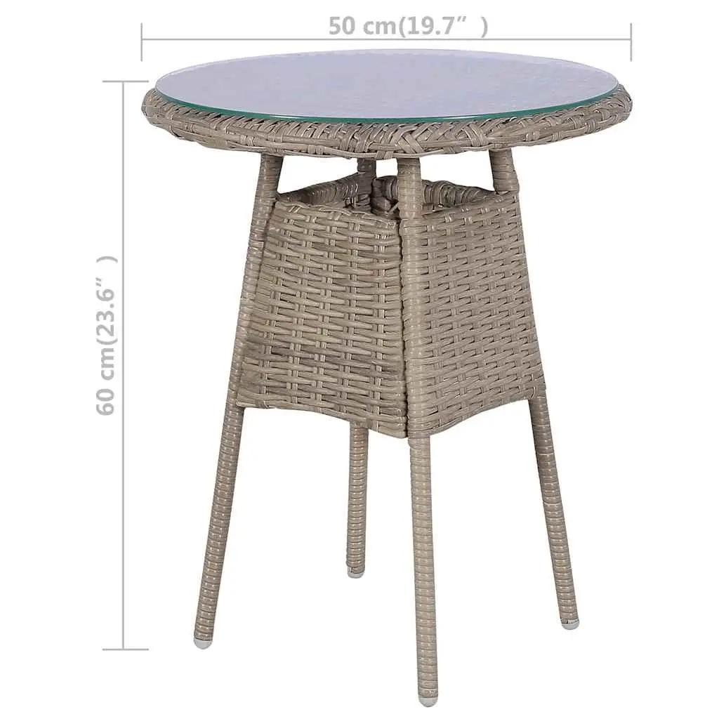 Brown Poly Rattan Bistro Set with Durable Steel Frames