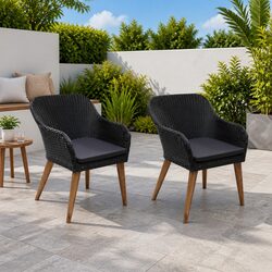 Durable Outdoor Armchair Set 2 pcs with Cushions Black