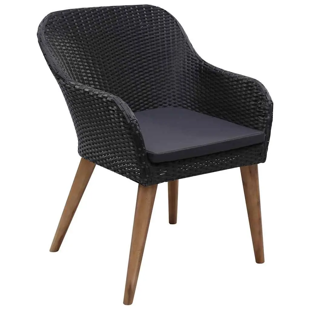 Outdoor Armchairs Set PE Rattan Black 2 Piece