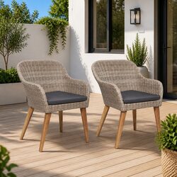 Durable Outdoor Dining Chairs Set of 2 with Cushions