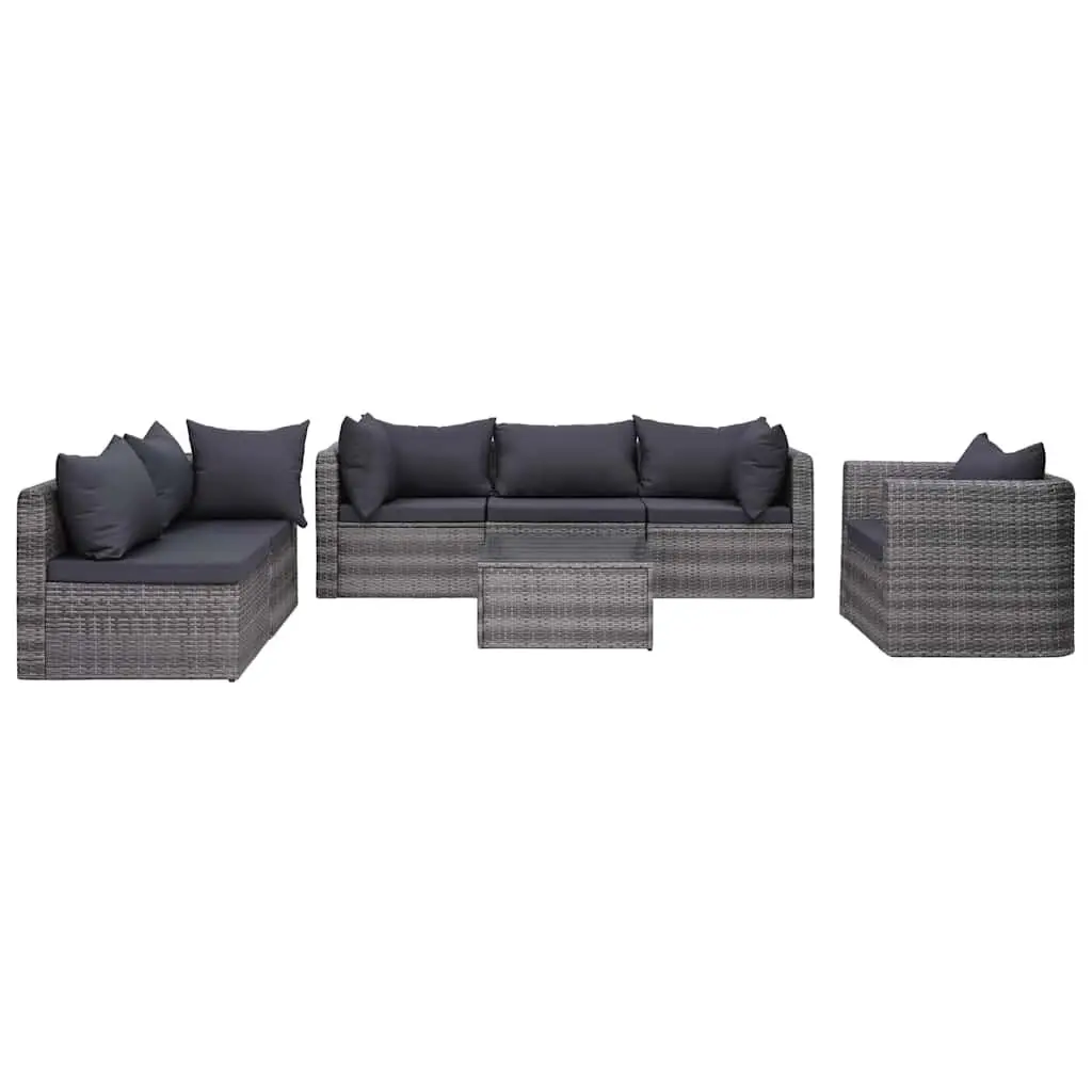 Outdoor Sofa Set Poly Rattan 7 Piece Grey