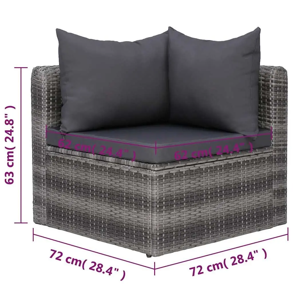 Outdoor Sofa Set Poly Rattan 7 Piece Grey