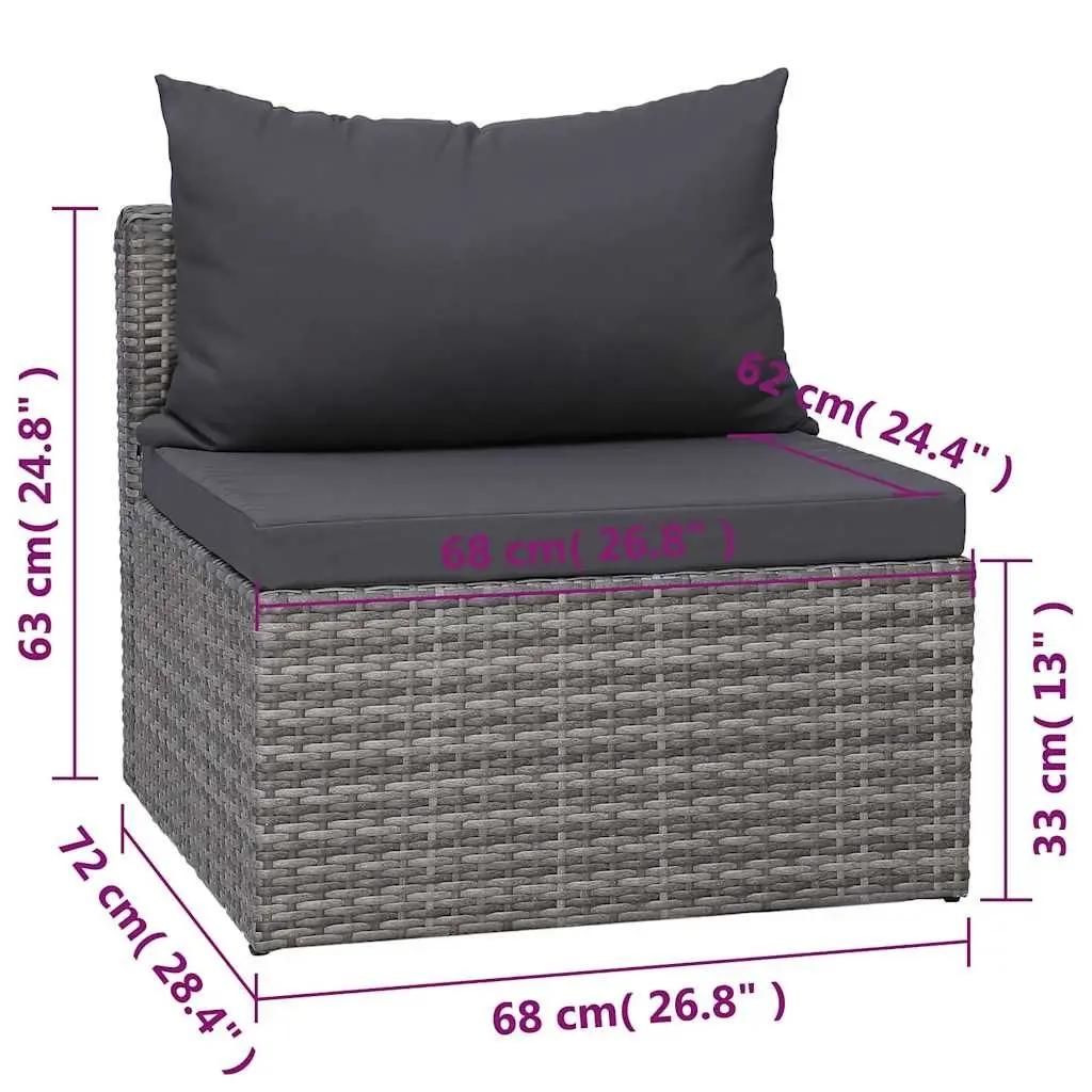 Outdoor Sofa Set Poly Rattan 7 Piece Grey
