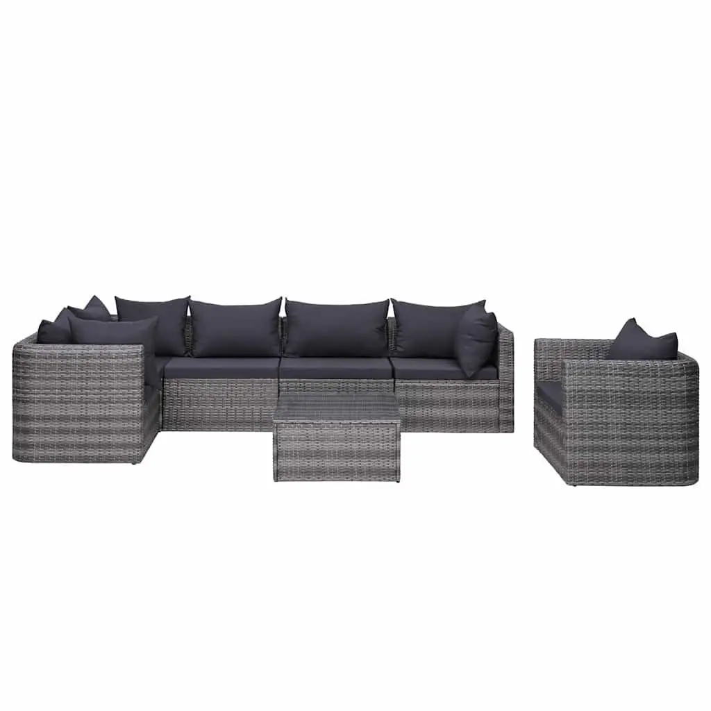 Outdoor Sofa Set Poly Rattan 7 Piece Grey