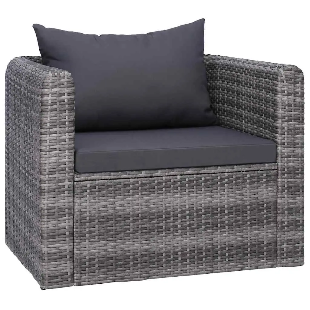 Outdoor Sofa Set Poly Rattan 7 Piece Grey