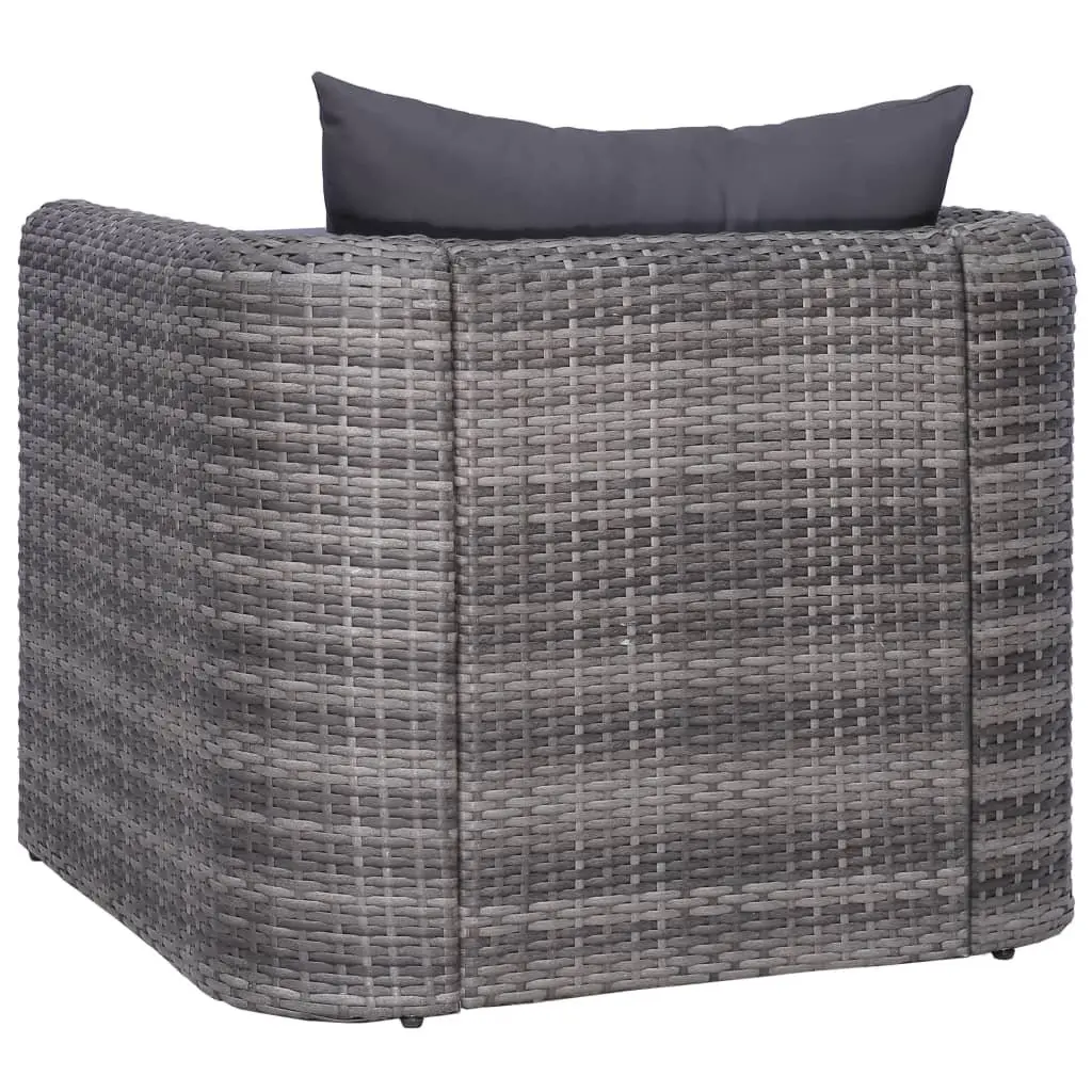 Garden Chair Poly Rattan Grey with Cushion and Back Pillow