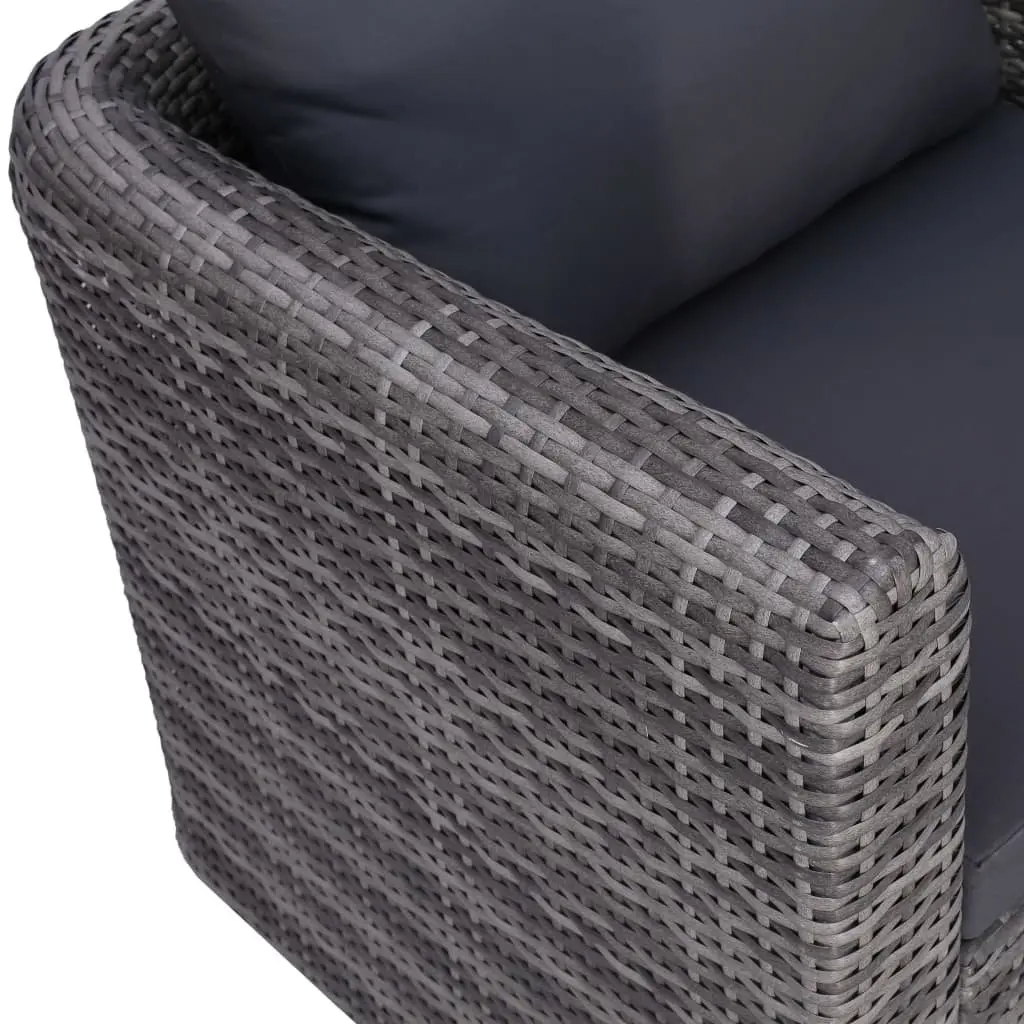 Garden Chair Poly Rattan Grey with Cushion and Back Pillow