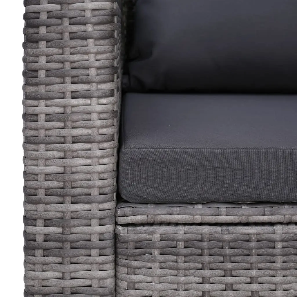 Garden Chair Poly Rattan Grey with Cushion and Back Pillow