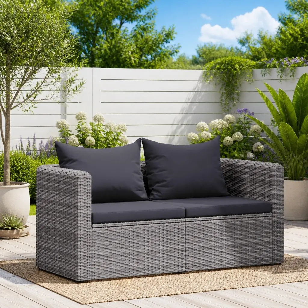 Garden Corner Sofa Set 2 pcs Grey with Cushions