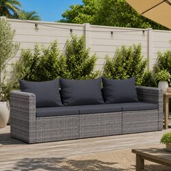 Durable 3-Piece Outdoor Garden Sofa Set in Grey