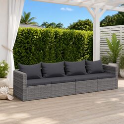Premium 4 Piece Grey Rattan Outdoor Sofa Set