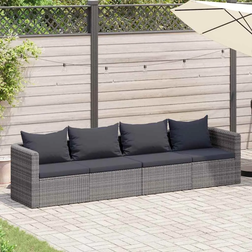 4 Piece Grey Rattan Outdoor Sofa Set
