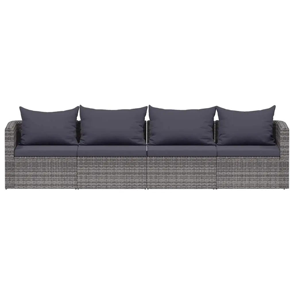 4 Piece Grey Rattan Outdoor Sofa Set