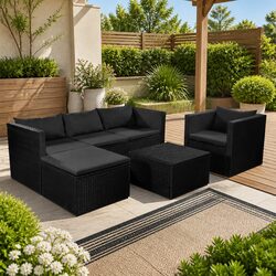 Stylish Outdoor Lounge Set - 4 Piece Poly Rattan
