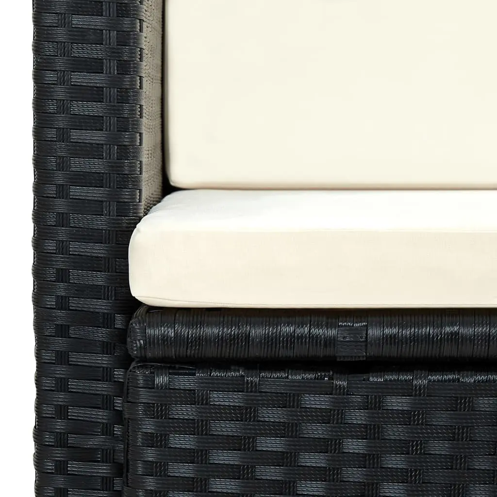 2 Seater Sofa Poly Rattan Black with Cushions