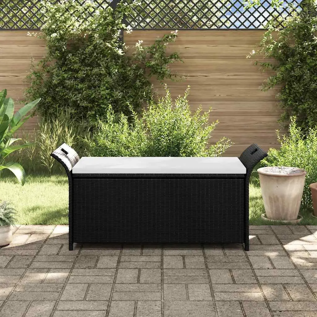 Outdoor Storage Bench Poly Rattan 138 cm Brown