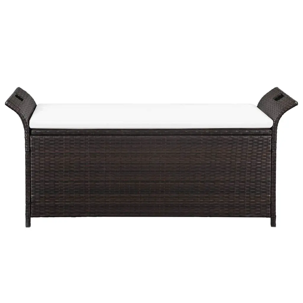 Outdoor Storage Bench Poly Rattan 138 cm Brown