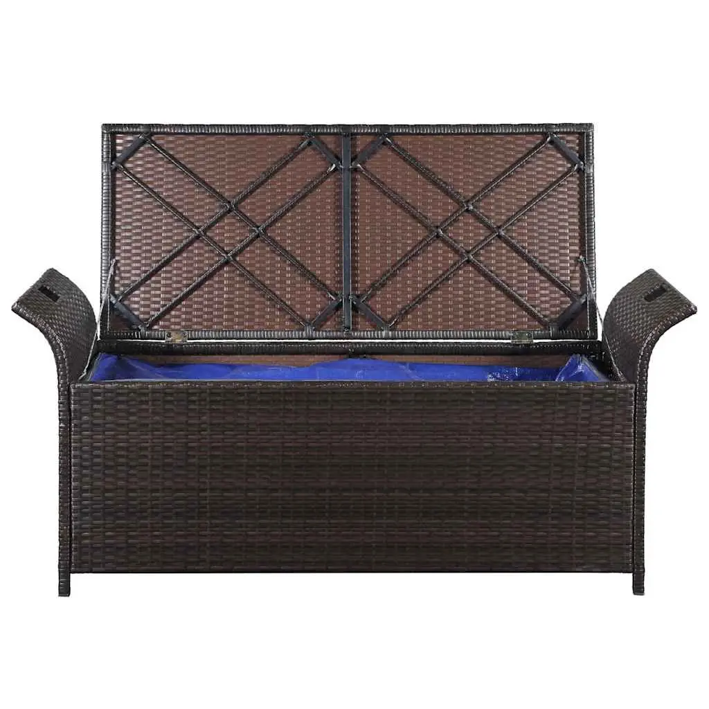Outdoor Storage Bench Poly Rattan 138 cm Brown