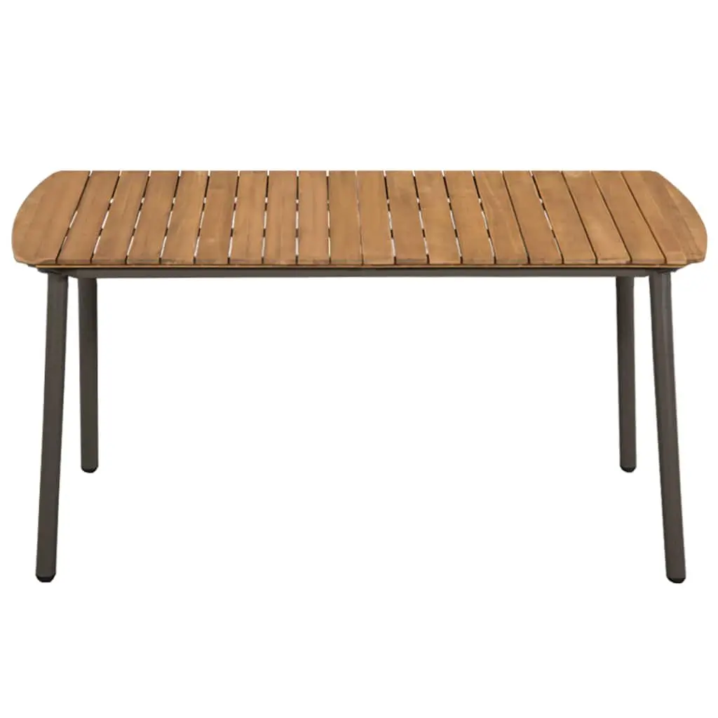 Outdoor Dining Table 150x90cm Garden Patio Furniture Slatted Wood Steel Frame
