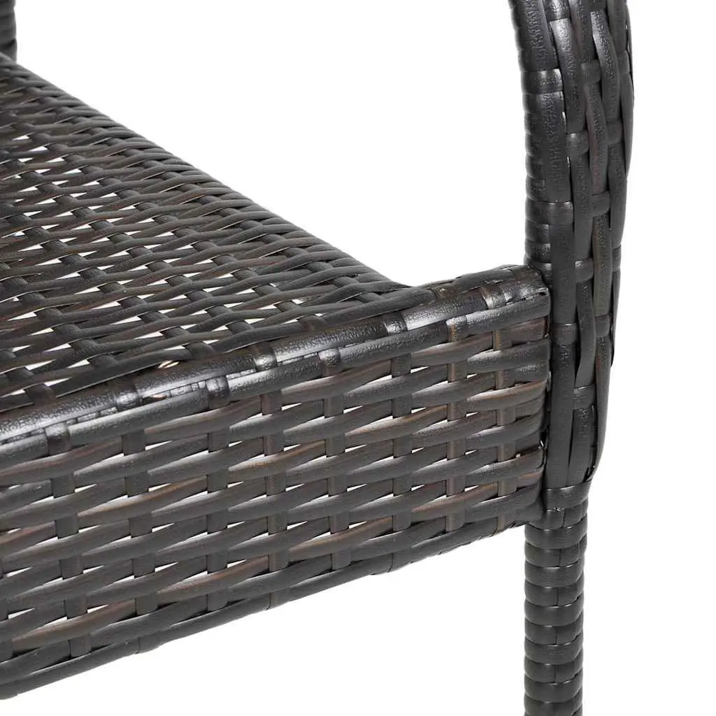 Stackable Dining Chairs 2 pcs Brown Poly Rattan Outdoor Seating