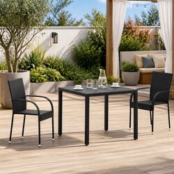 Stylish Outdoor Dining Chairs - 2 pcs Stackable Black