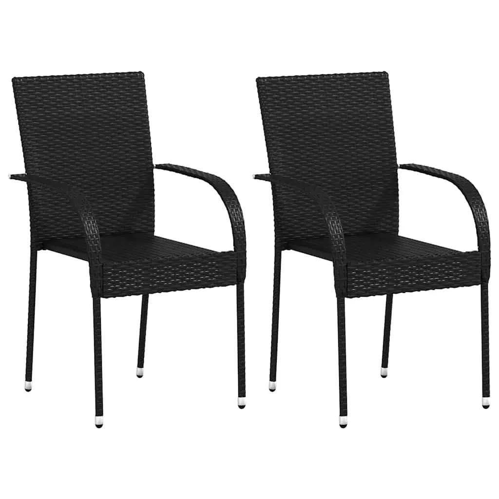 Outdoor Stacking Dining Chairs 2 pcs Garden Patio Seating Black
