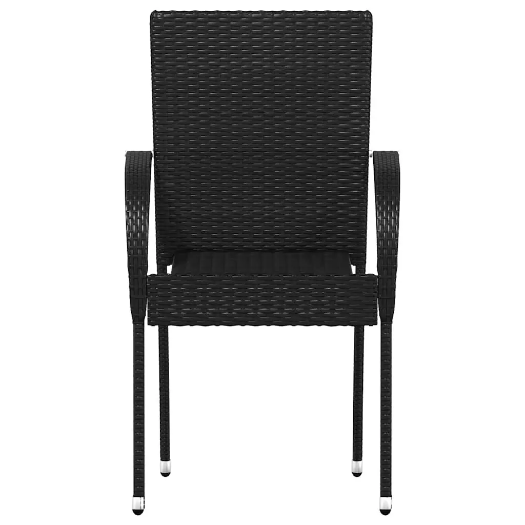 Outdoor Stacking Dining Chairs 2 pcs Garden Patio Seating Black