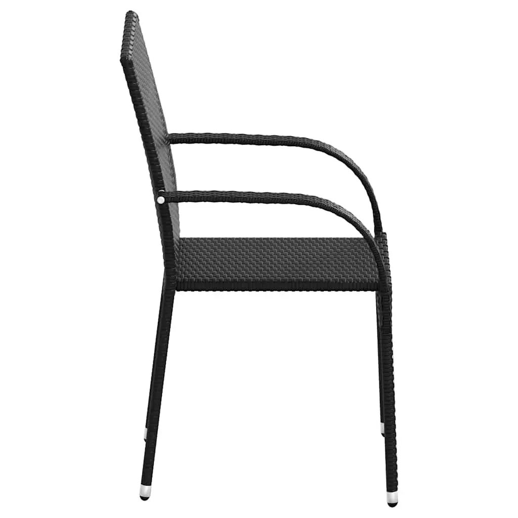 Outdoor Stacking Dining Chairs 2 pcs Garden Patio Seating Black