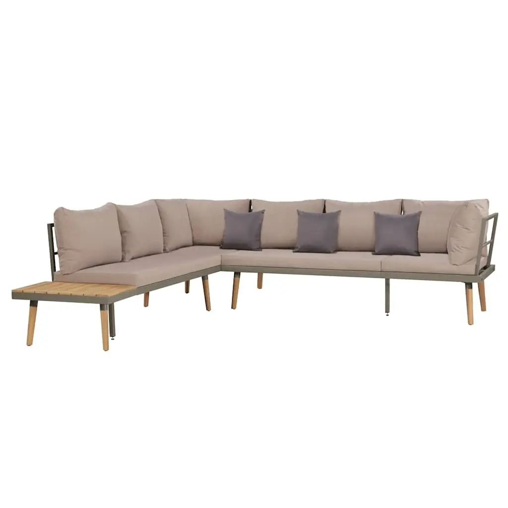 4 Piece Garden Lounge Set Solid Acacia Wood Steel Frame Brown