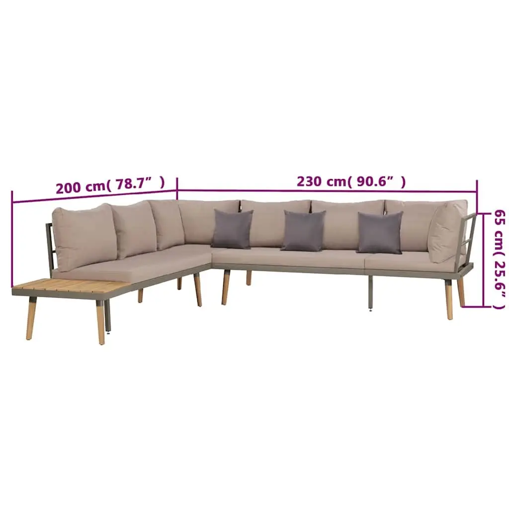 4 Piece Garden Lounge Set Solid Acacia Wood Steel Frame Brown